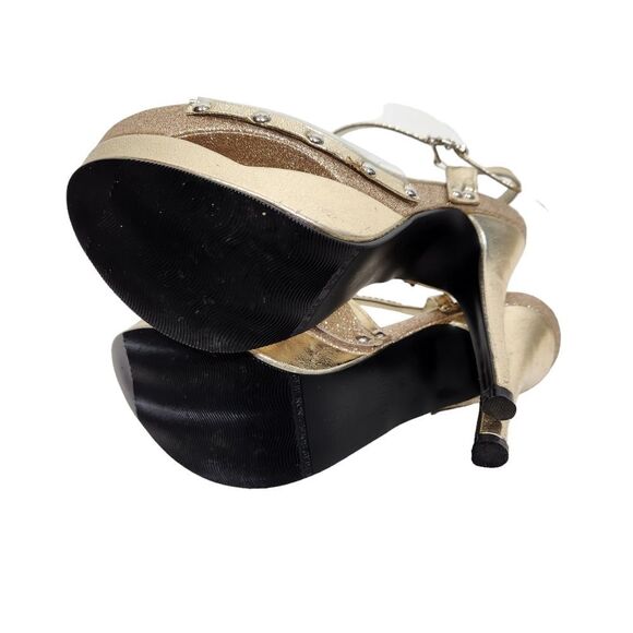 ZANG TOI Shoes Womens 6 36 Metallic Gold High‎ Heels Embellished Luxury Strappy - Picture 12 of 13